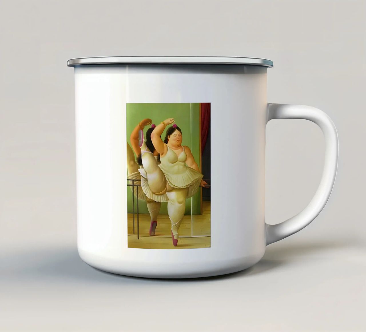 Danser in de Barr Botero emaille mok van Boteroobest