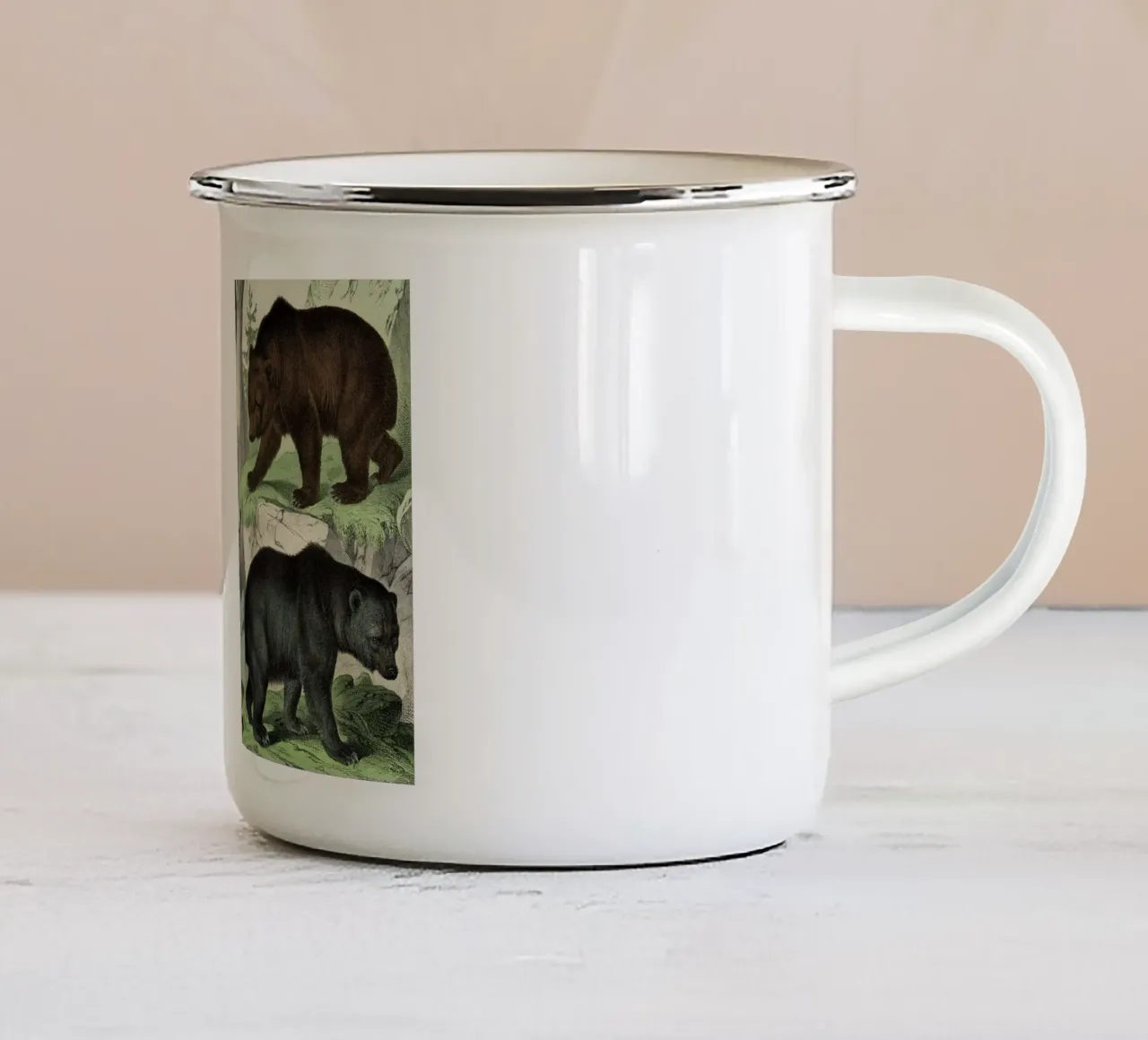 Vintage Schubert 3 Raubtiere 11 tazza in smalto da Vintage Print Collection