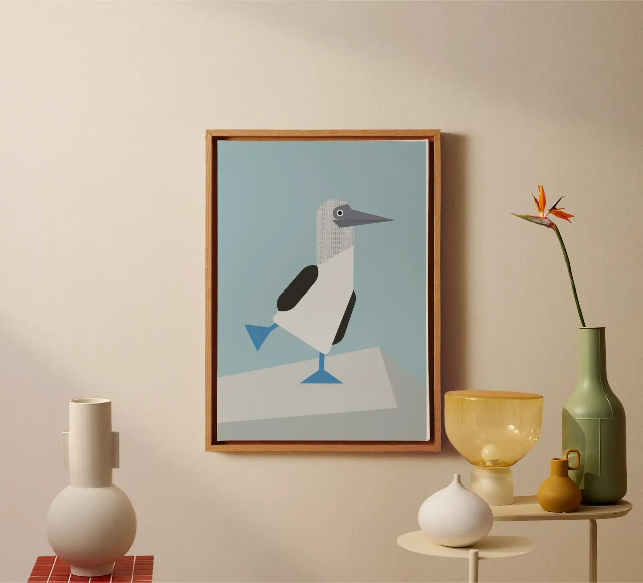 Blue-footed booby dance canvas with Floater frame by Carolin Vonhoff