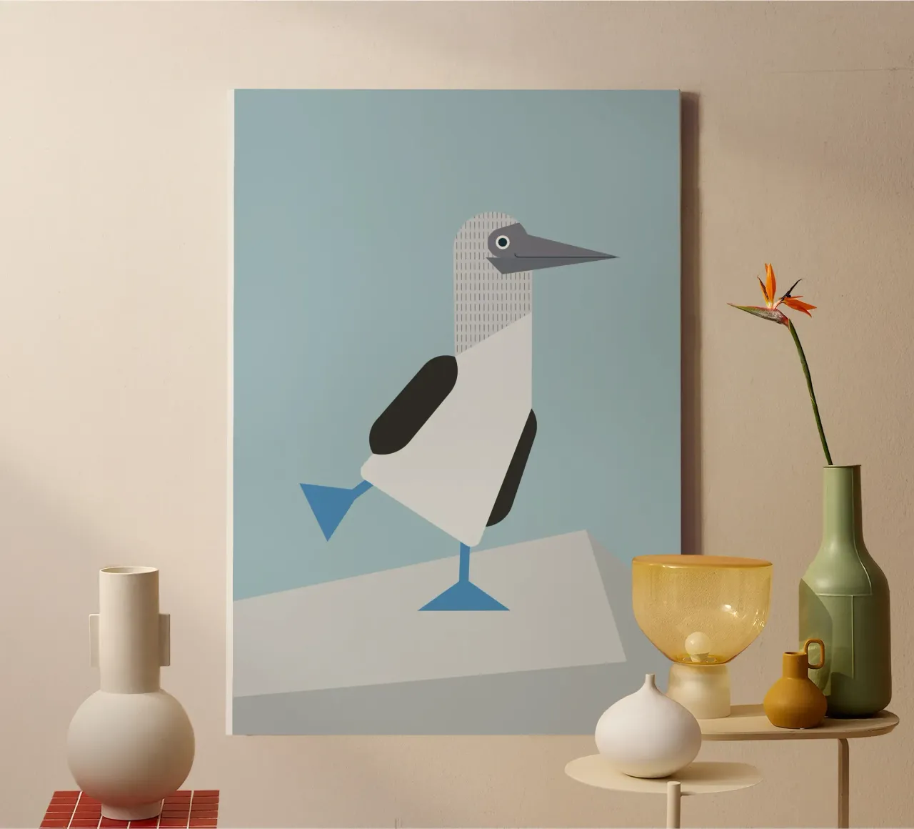 Blue-footed booby dance canvas with Floater frame by Carolin Vonhoff