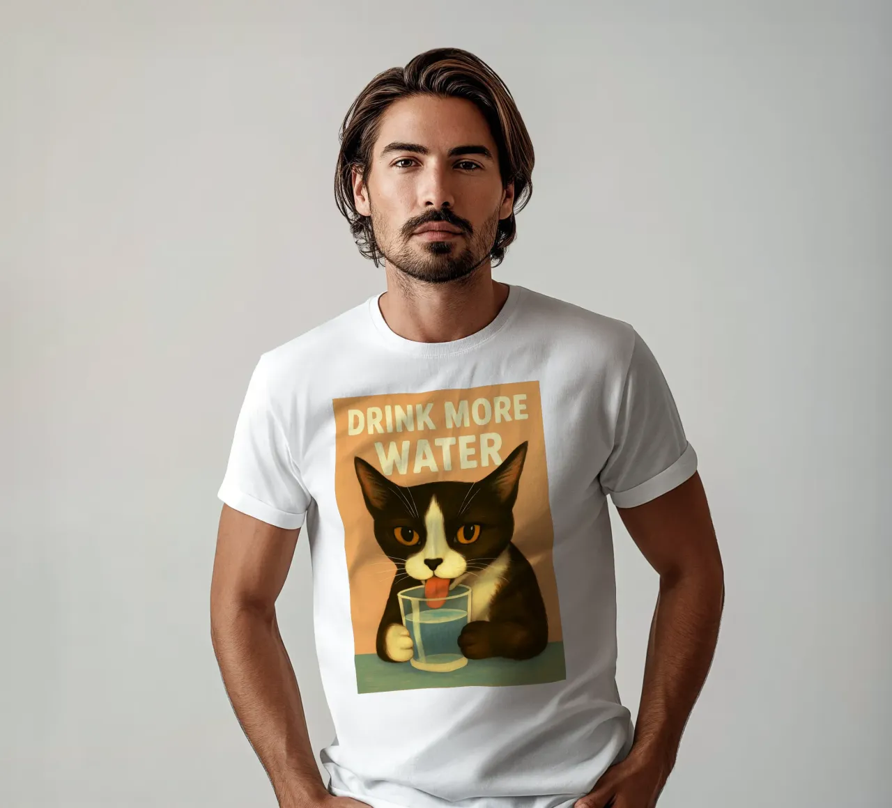 Bere più acqua Gatto t-shirt da the gan gan