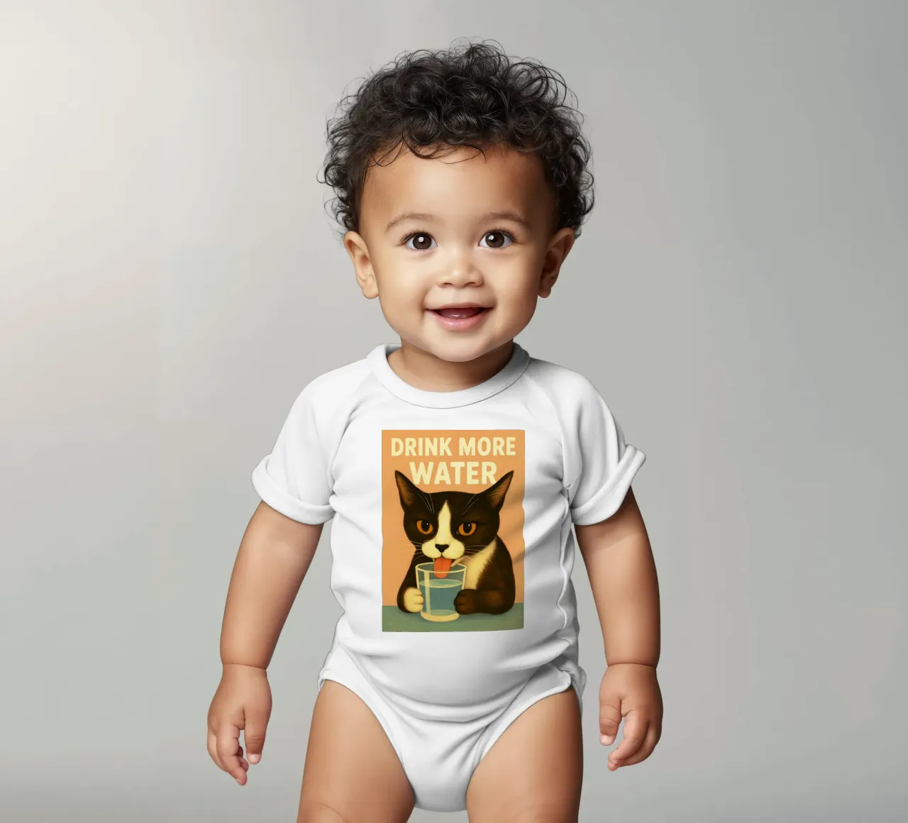 Bere più acqua Gatto body neonato maniche corte da the gan gan