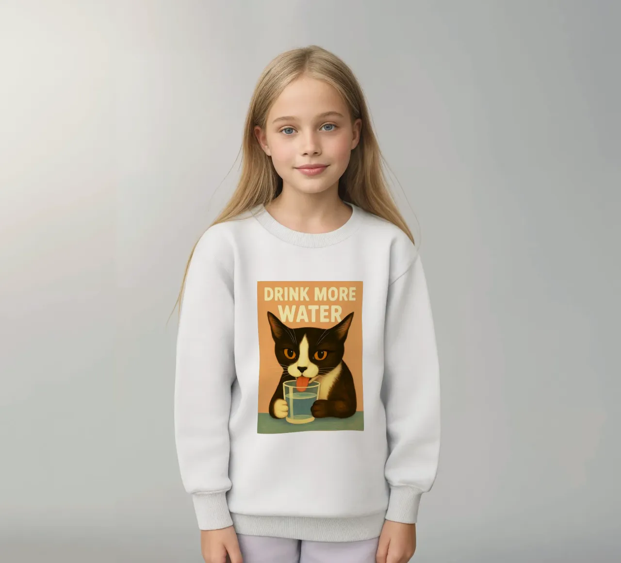 Bere più acqua Gatto felpa bambino da the gan gan
