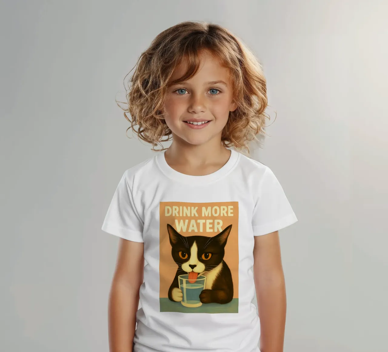 Bere più acqua Gatto t-shirt bambini da the gan gan