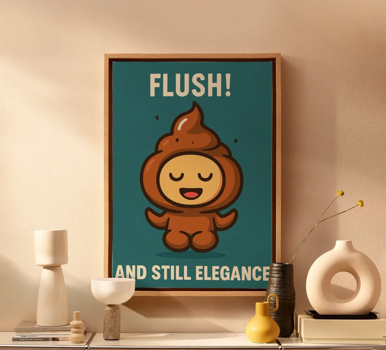 flush and still elegance Toilet Humor canvas with Floater frame by the gan gan