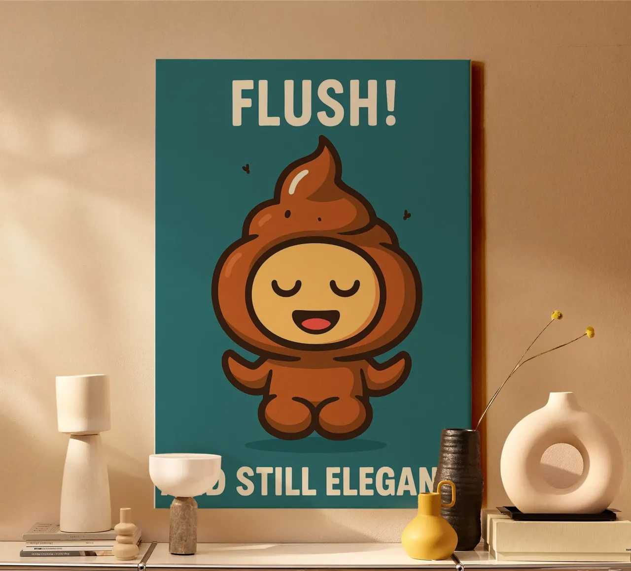 flush and still elegance Toilet Humor canvas with Floater frame by the gan gan