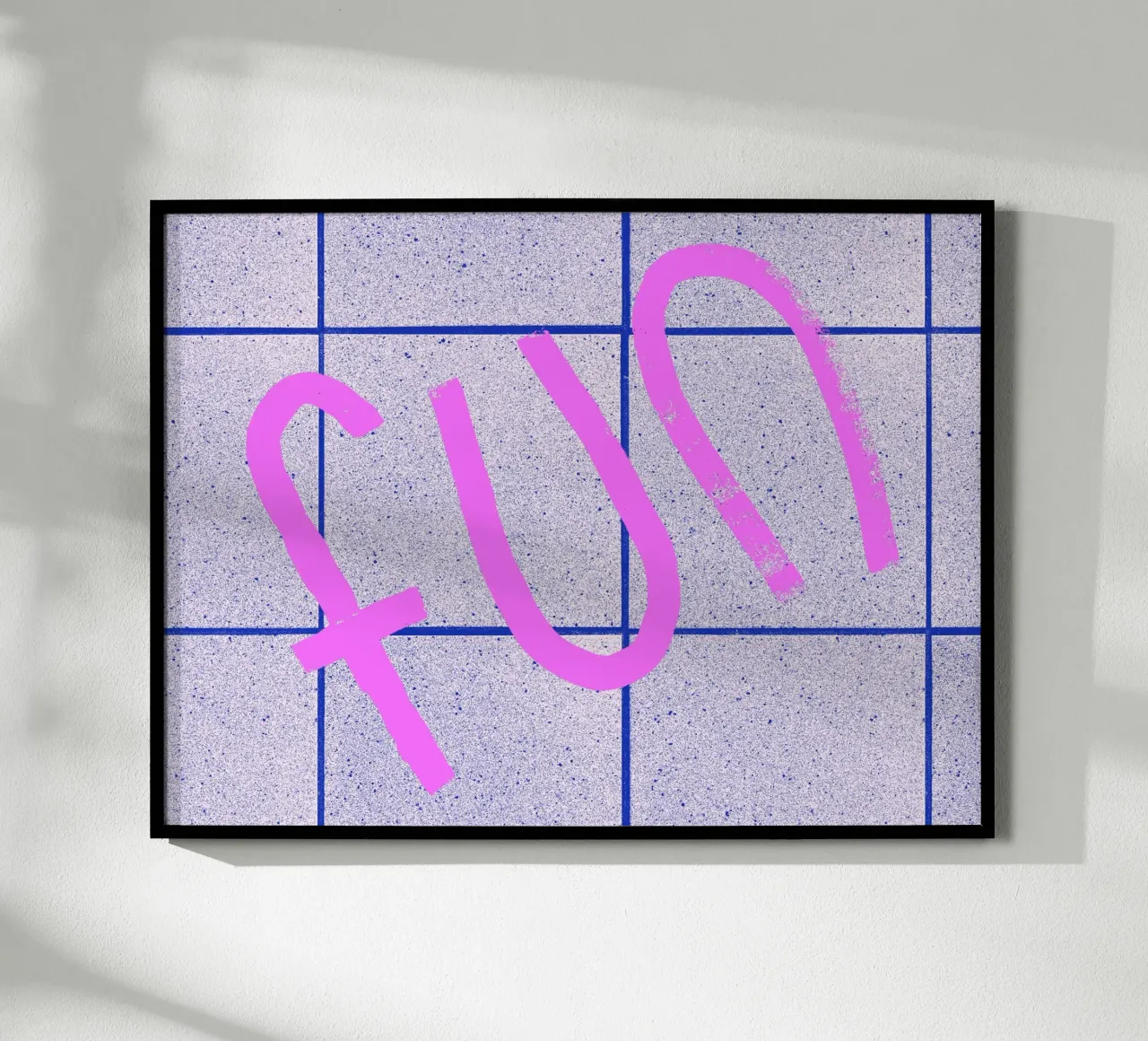 Fun Typo Tiles poster with wooden frame by All Colours