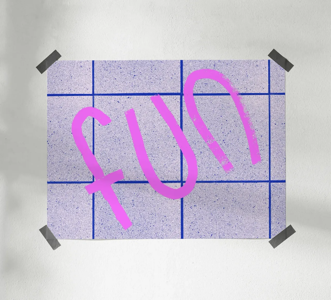 Fun Typo Tiles poster with wooden frame by All Colours