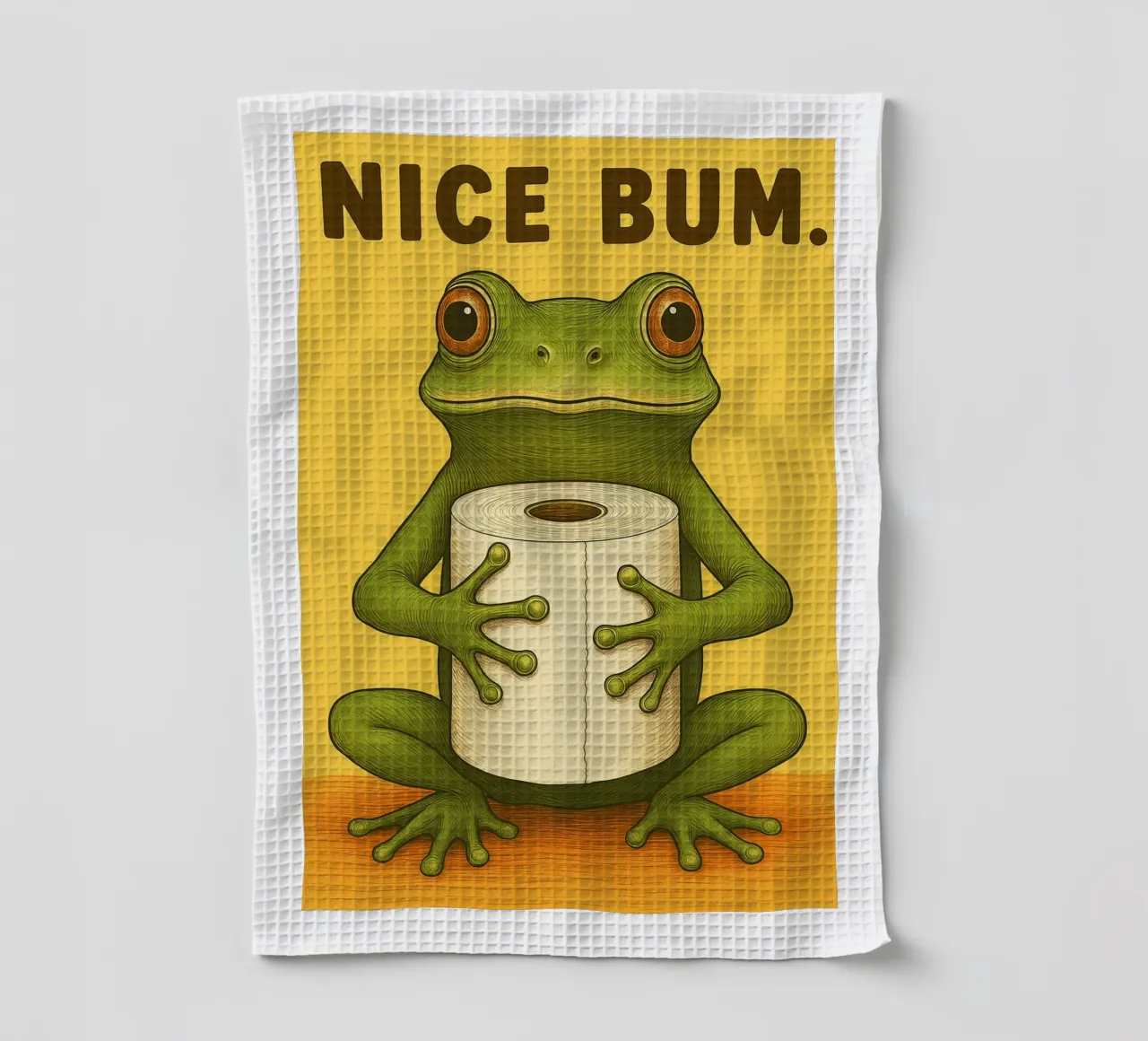 Frog Nice Bum Funny Bathroom Humor tea towel by the gan gan