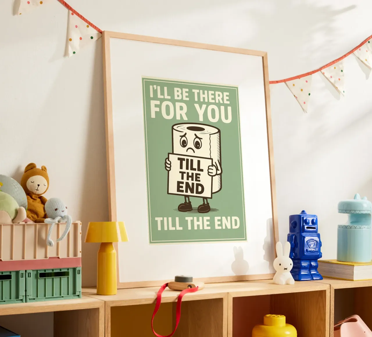 Witziges Badezimmer Zitat Toilette Humor Poster mit Kunststoffrahmen von the gan gan
