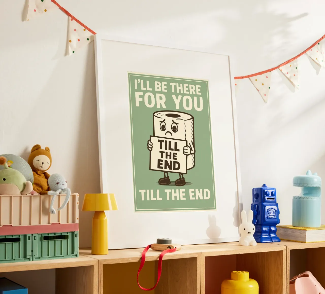 Witziges Badezimmer Zitat Toilette Humor Poster mit Kunststoffrahmen von the gan gan
