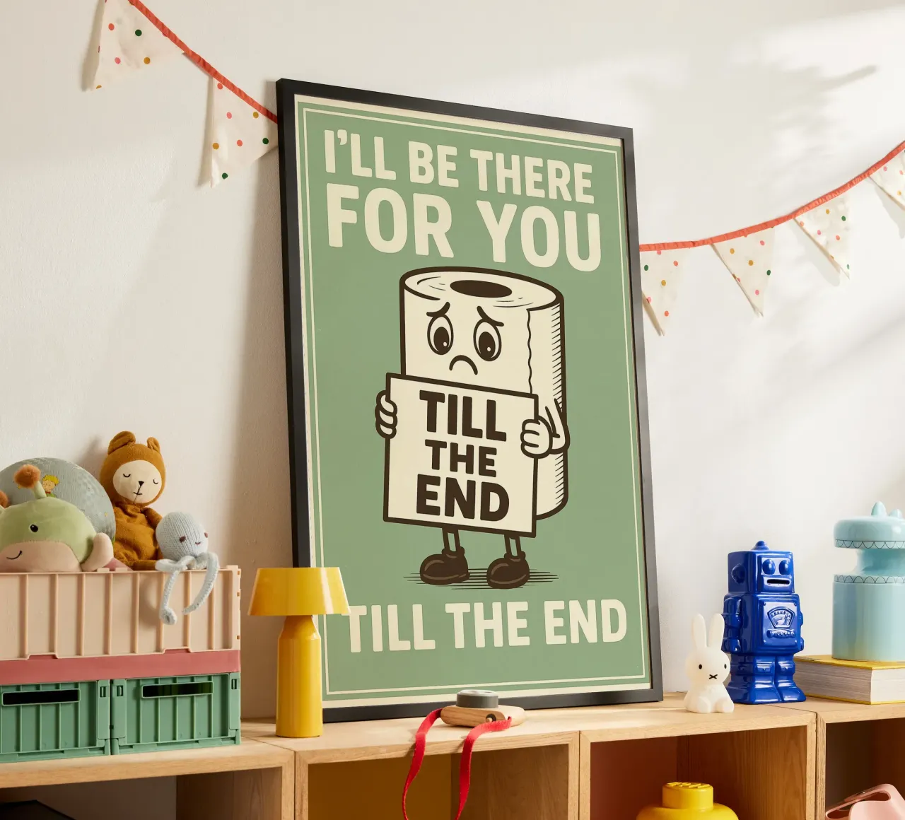 Witziges Badezimmer Zitat Toilette Humor Poster mit Kunststoffrahmen von the gan gan