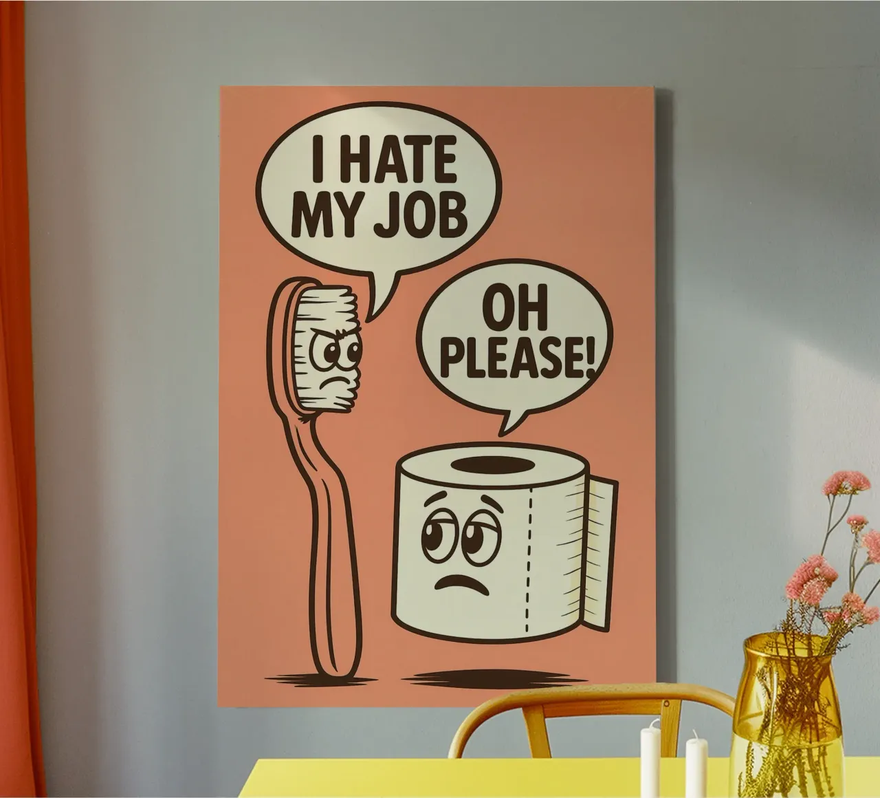 Ik haat mijn baan Wc-humor canvas met Baklijst van the gan gan