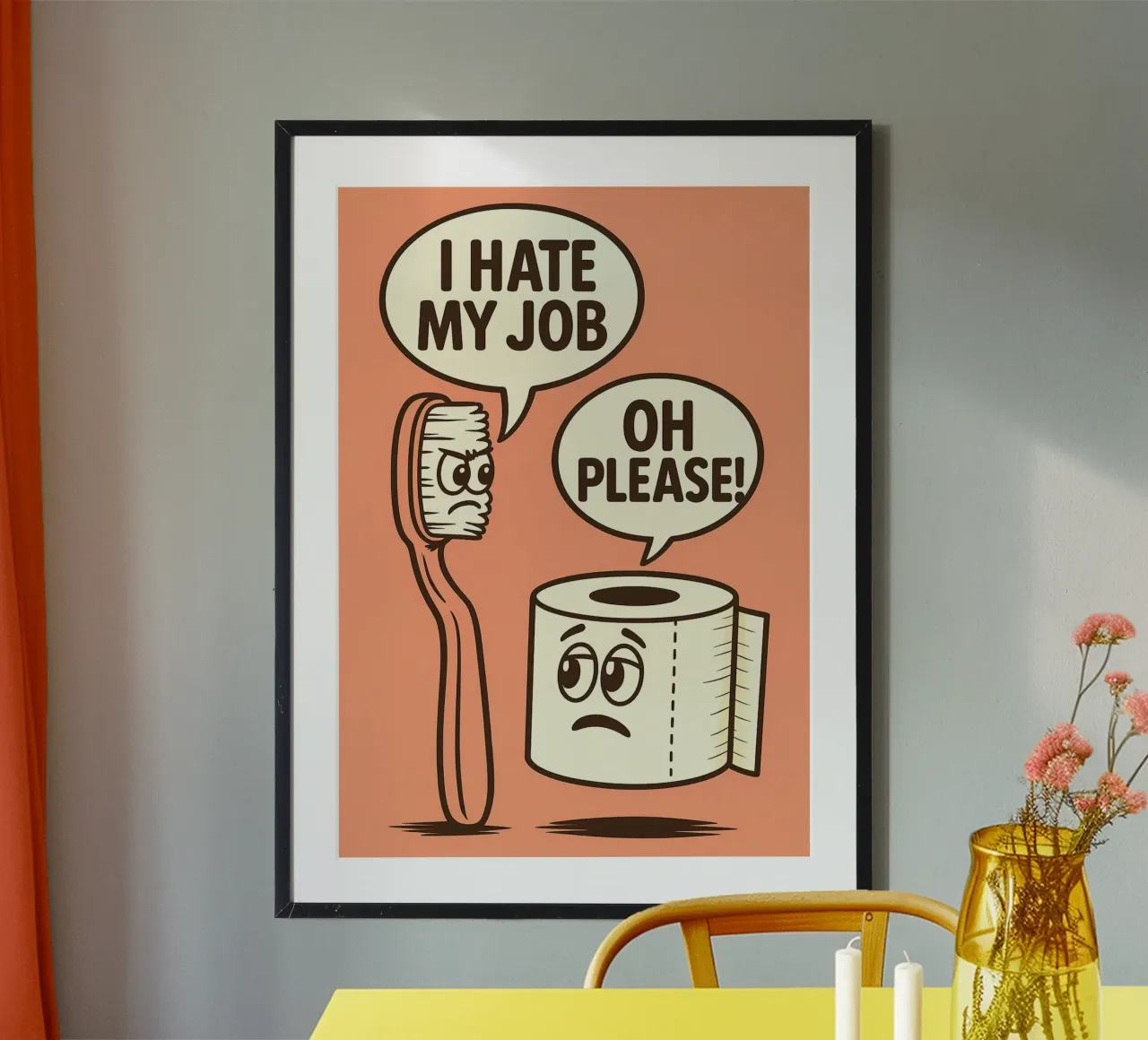 Odio il mio lavoro Umorismo da toilette poster con telaio in legno da the gan gan