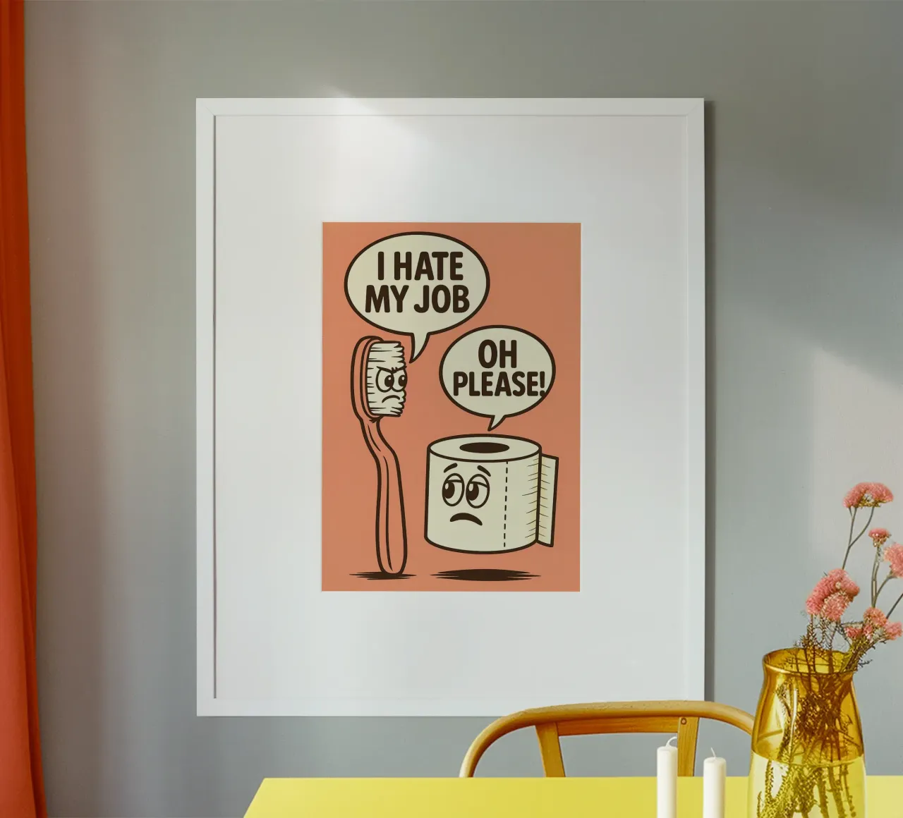 Odio il mio lavoro Umorismo da toilette poster con telaio in legno da the gan gan