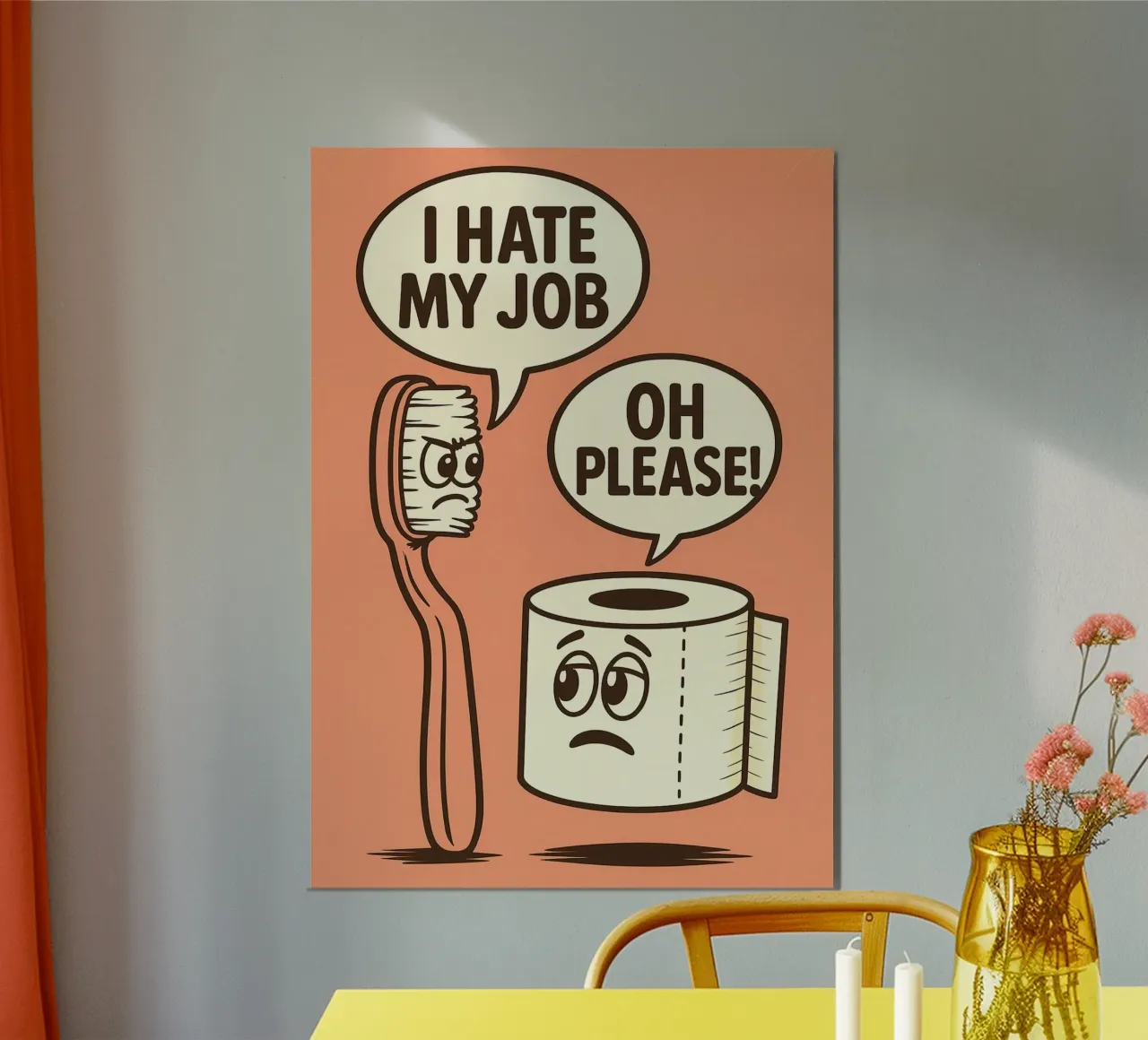 Odio il mio lavoro Umorismo da toilette poster con telaio in legno da the gan gan
