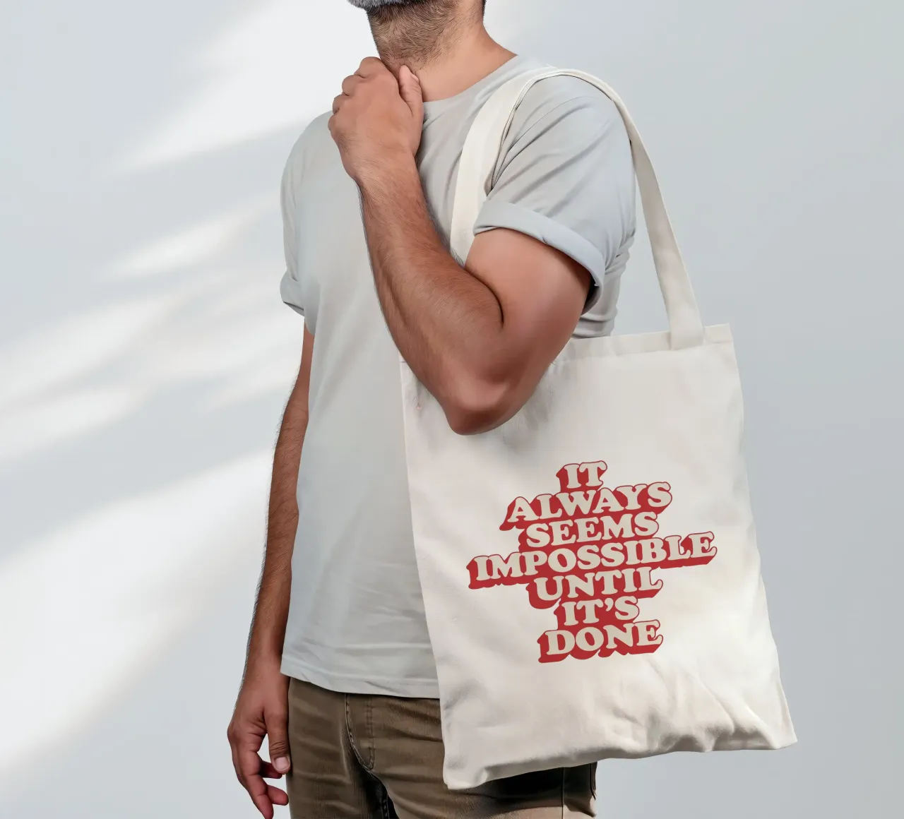 It Always Seems Impossible Until It's Done Typography Print tote bag by THE MOTIVATED TYPE