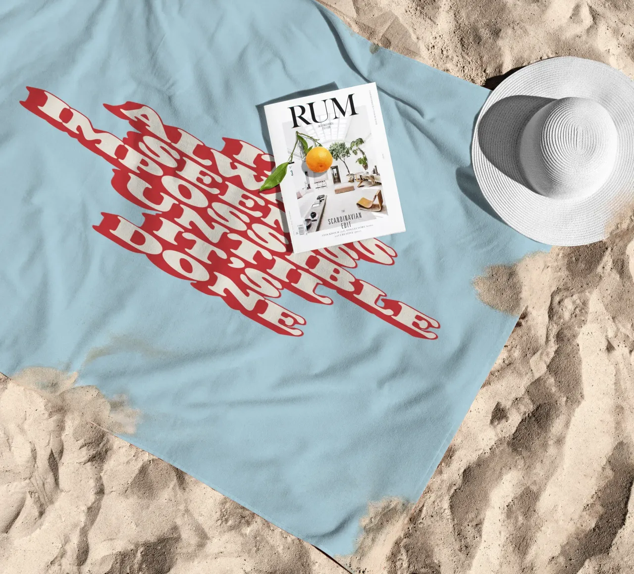 It Always Seems Impossible Until It's Done Typography Print beach towel by THE MOTIVATED TYPE