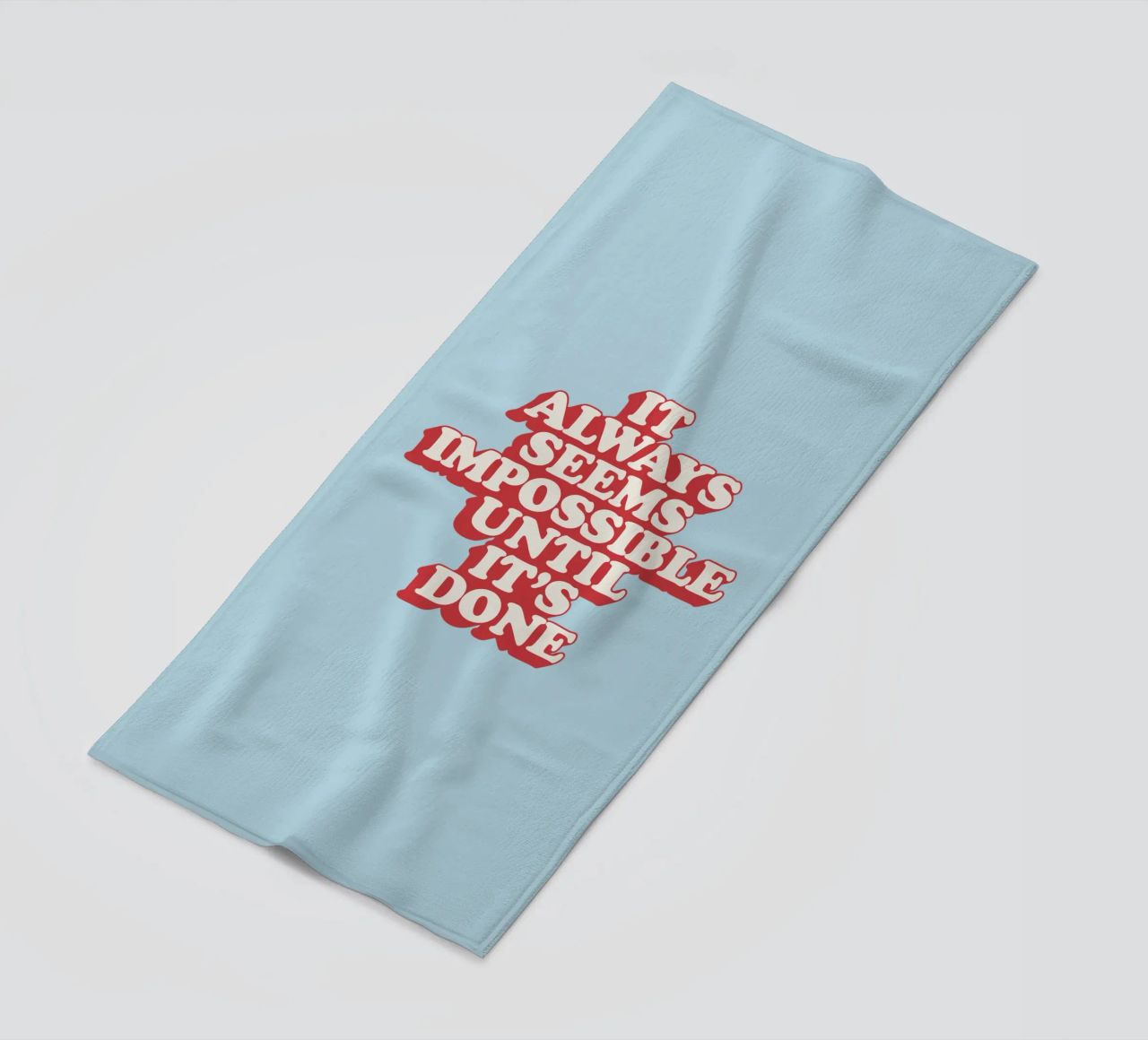 It Always Seems Impossible Until It's Done Typography Print beach towel by THE MOTIVATED TYPE