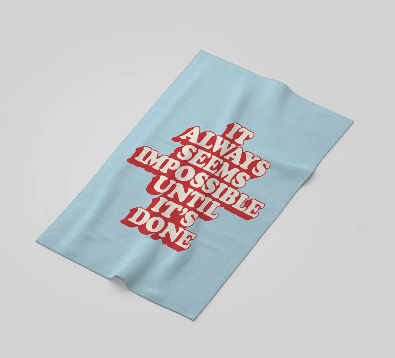 It Always Seems Impossible Until It's Done Typography Print beach towel by THE MOTIVATED TYPE