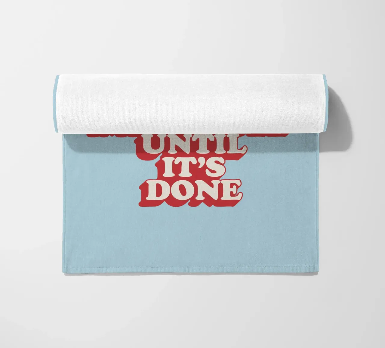 It Always Seems Impossible Until It's Done Typography Print beach towel by THE MOTIVATED TYPE