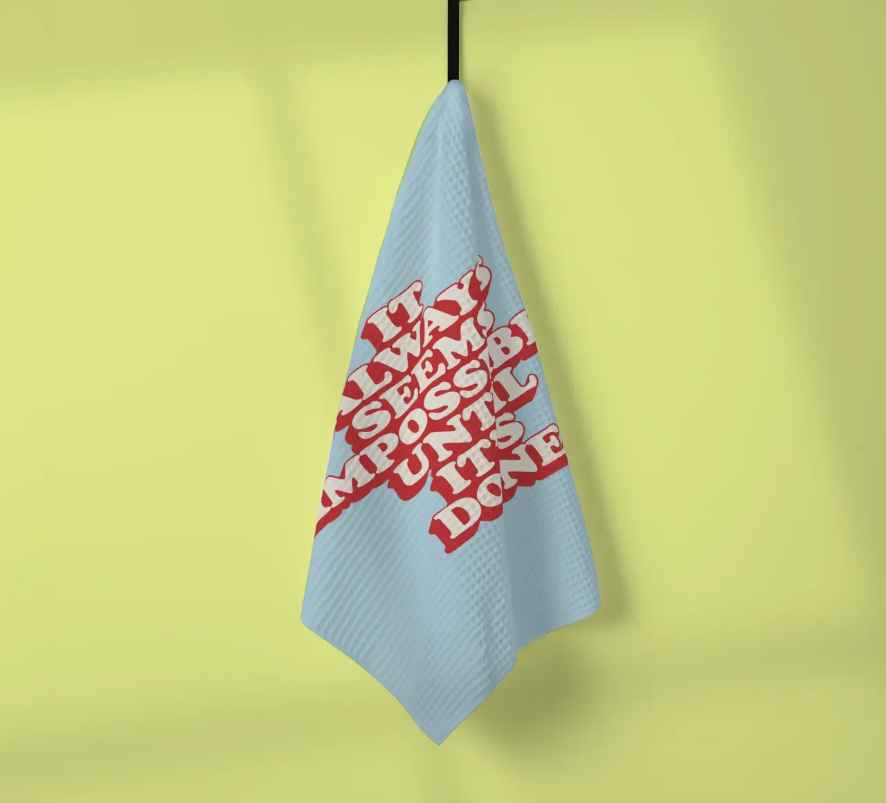 It Always Seems Impossible Until It's Done Typography Print tea towel by THE MOTIVATED TYPE