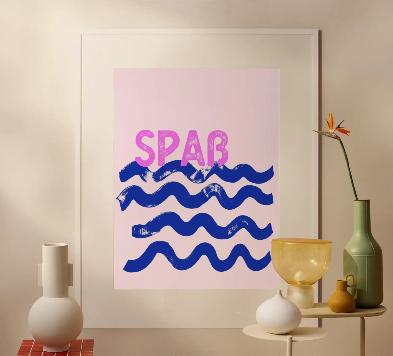 Waves Fun customisable poster with plastic frame by All Colours