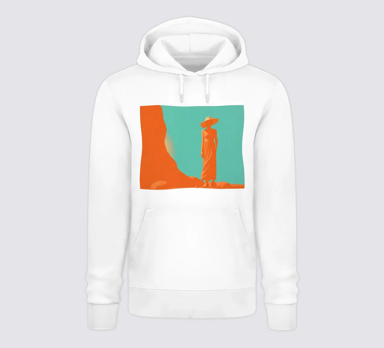Donna in abito estivo e cappello in piedi felpa con cappuccio da DesignDoodle