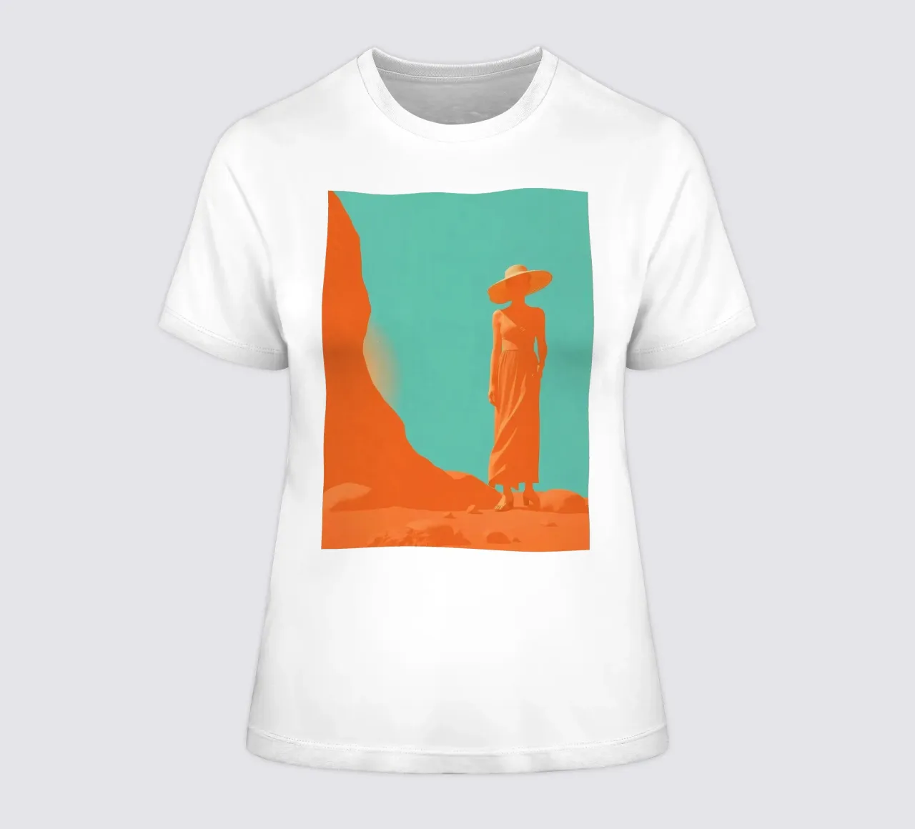 Donna in abito estivo e cappello in piedi t-shirt da donna da DesignDoodle