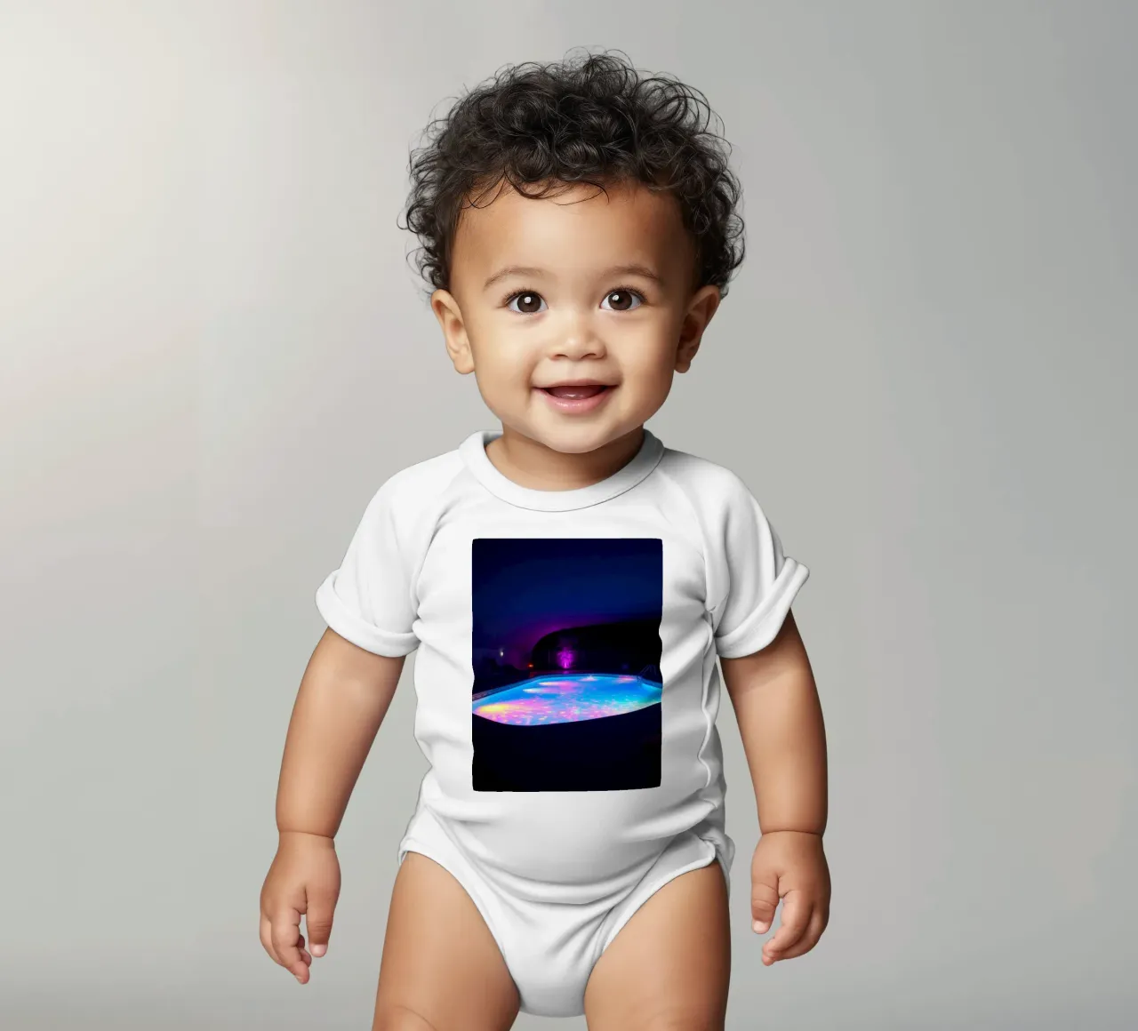 reflets de lumière autour d'une piscine dans une nuit agréable body bébé de DesignDoodle