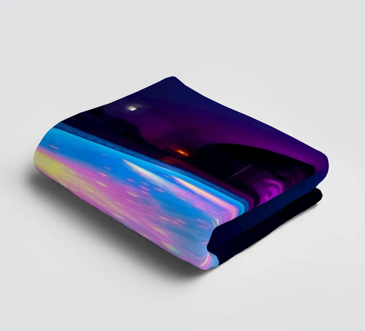 reflets de lumière autour d'une piscine dans une nuit agréable serviette de bain de DesignDoodle