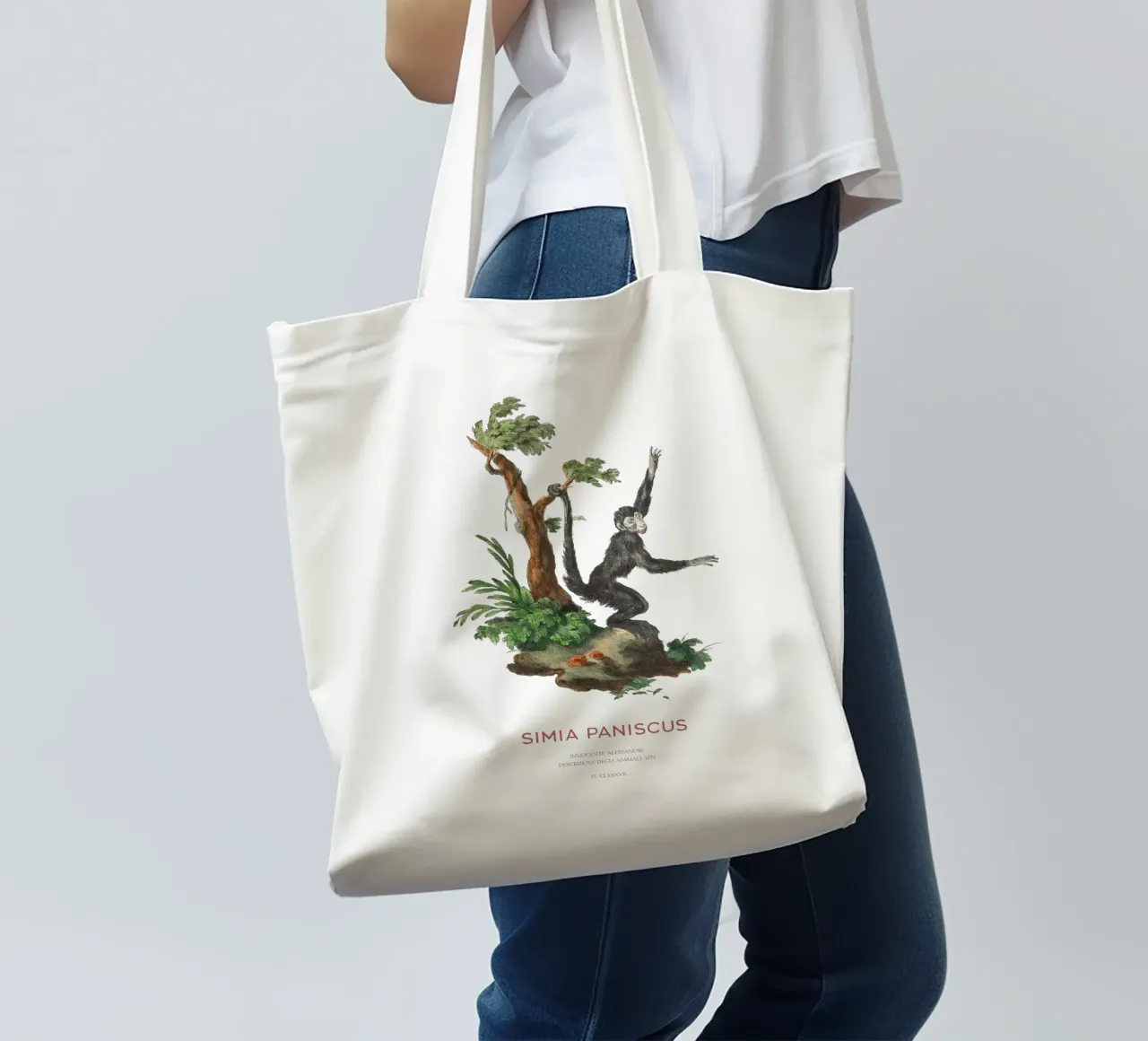 Scimmia ragno o Simia paniscus borsa in juta da Vintagrafica