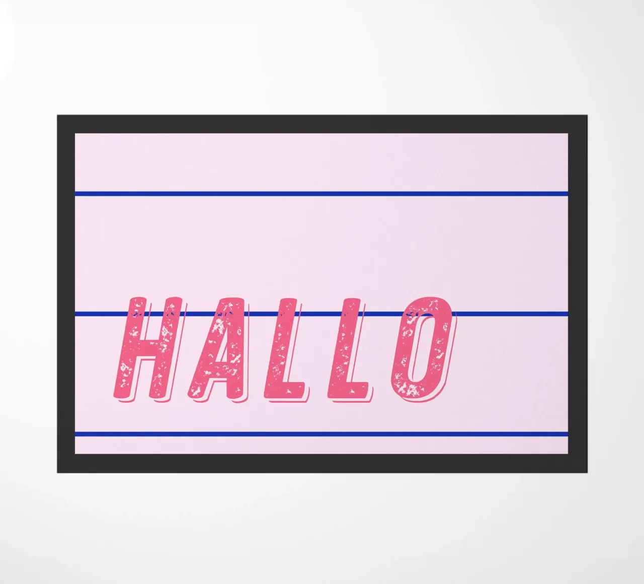 Linee sottili blu su rosa, Hello personalizzabile zerbino da All Colours