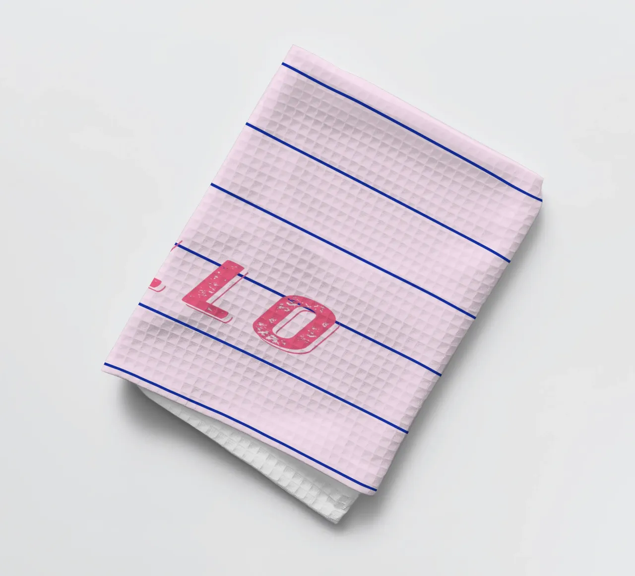 Linee sottili blu su rosa, Hello personalizzabile canovaccio da cucina da All Colours