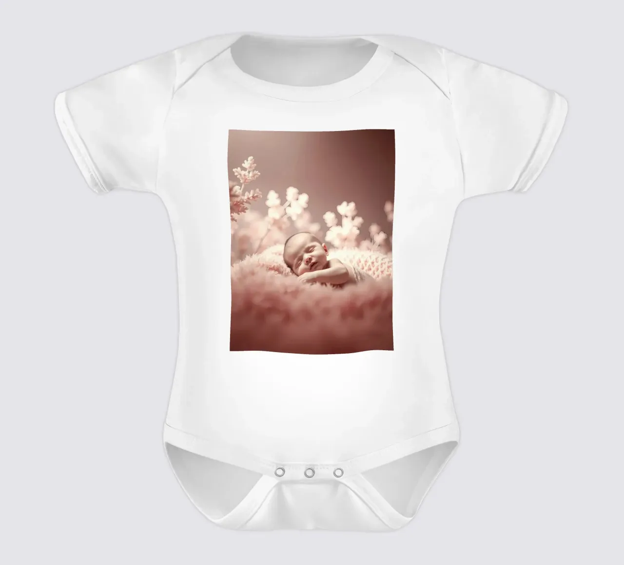 Neonato che dorme serenamente su una morbida coperta body neonato maniche corte da DesignDoodle