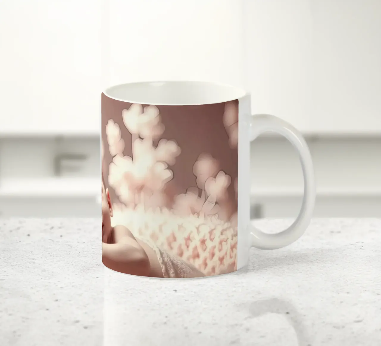 Neonato che dorme serenamente su una morbida coperta tazza in ceramica da DesignDoodle