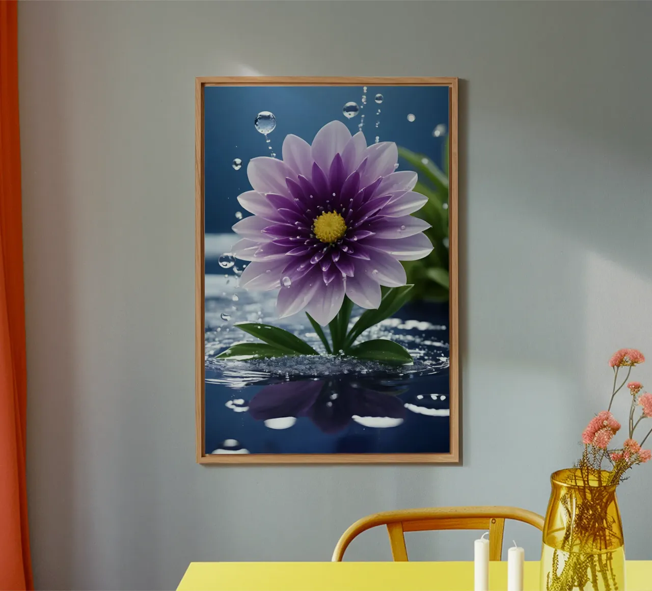 Blume im Regen 1 Alu-Dibond von kosinsart.gallery