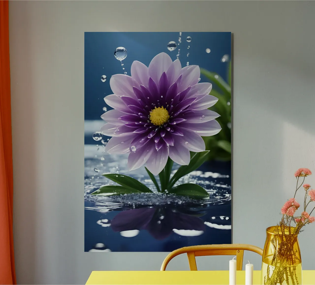 Blume im Regen 1 Alu-Dibond von kosinsart.gallery