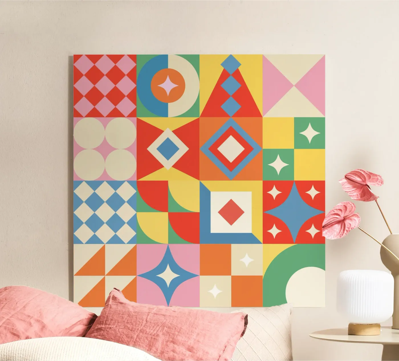 Geometric Patches 01 Acryl-Glas von Paigaam Studio