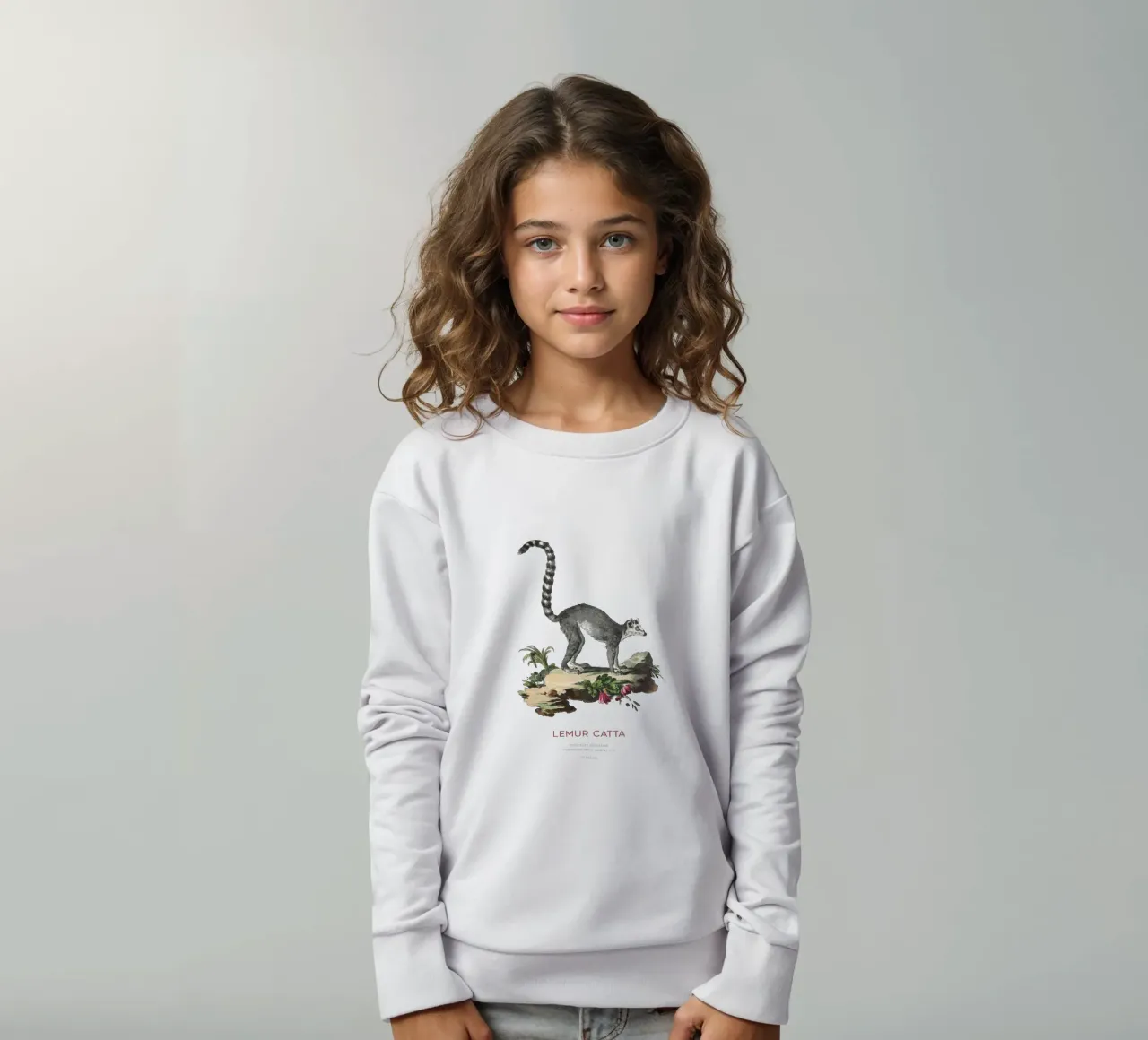Lemure dalla coda ad anelli in stile vintage felpa bambino da Vintagrafica