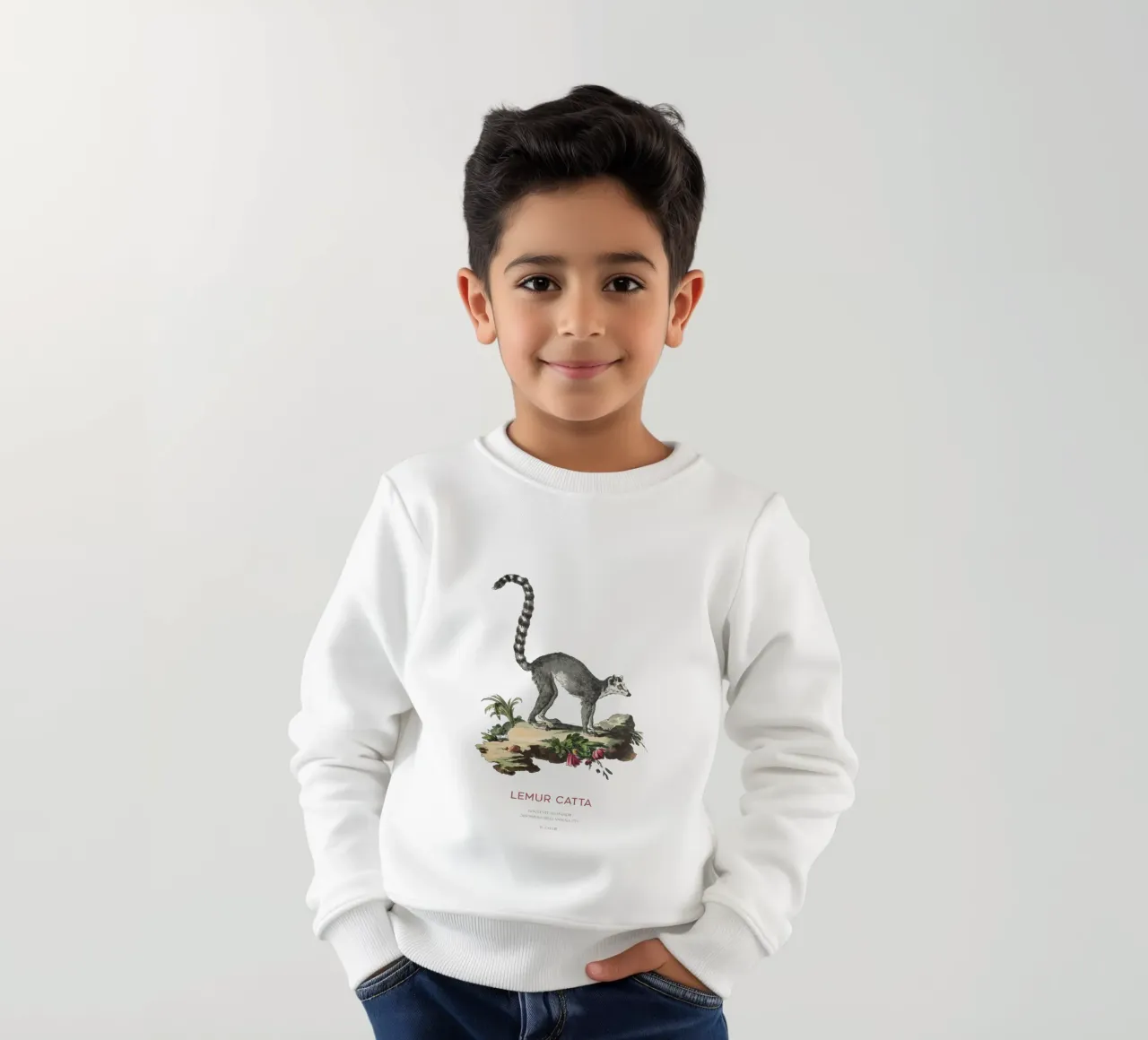 Lemure dalla coda ad anelli in stile vintage felpa bambino da Vintagrafica
