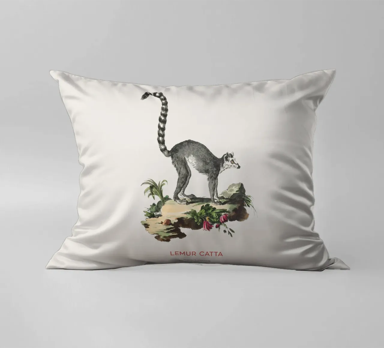 Lemure dalla coda ad anelli in stile vintage cuscino da Vintagrafica