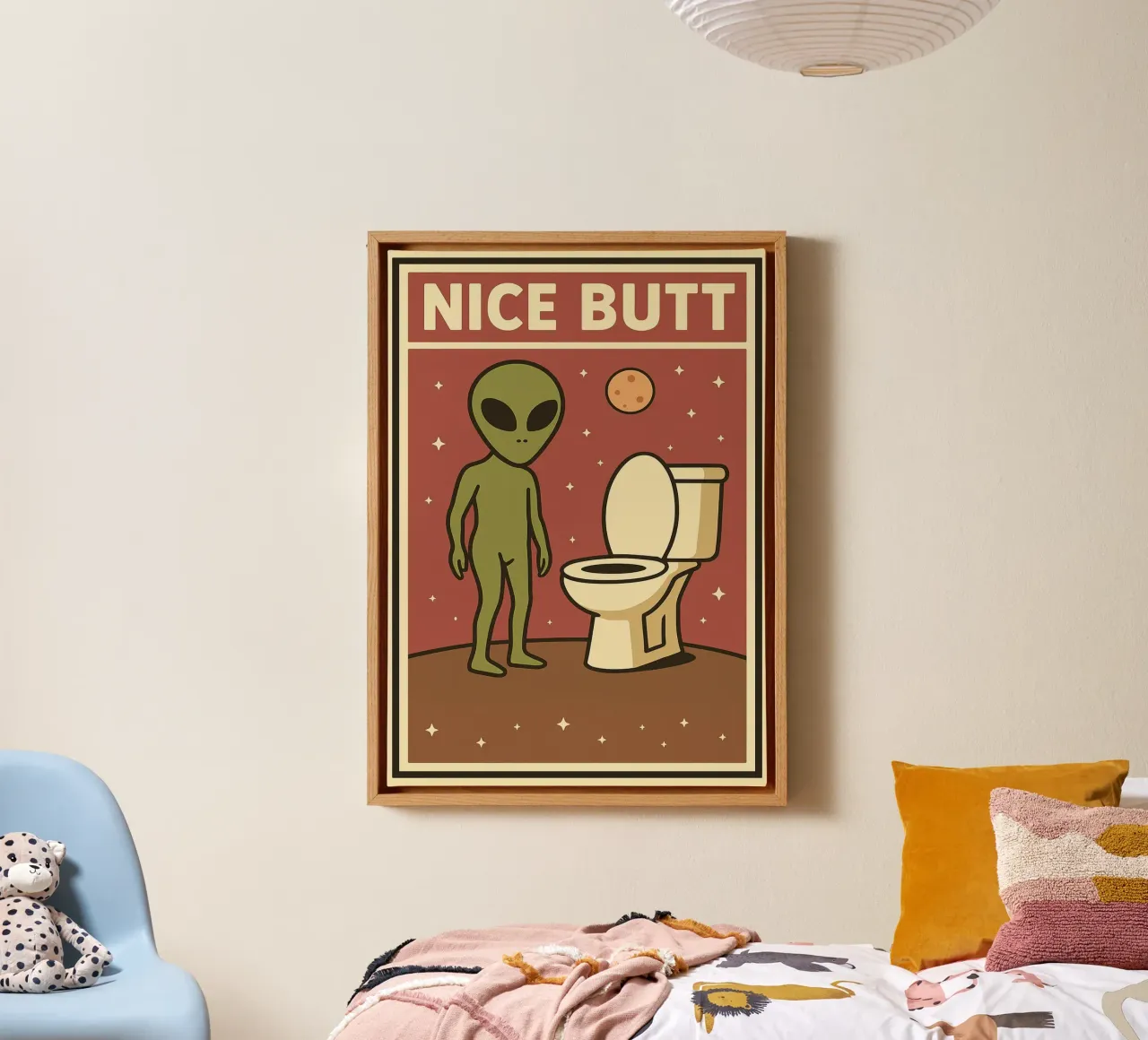 Bel sedere alieno Umorismo divertente da toilette tela con Cornice a cassetta da the gan gan