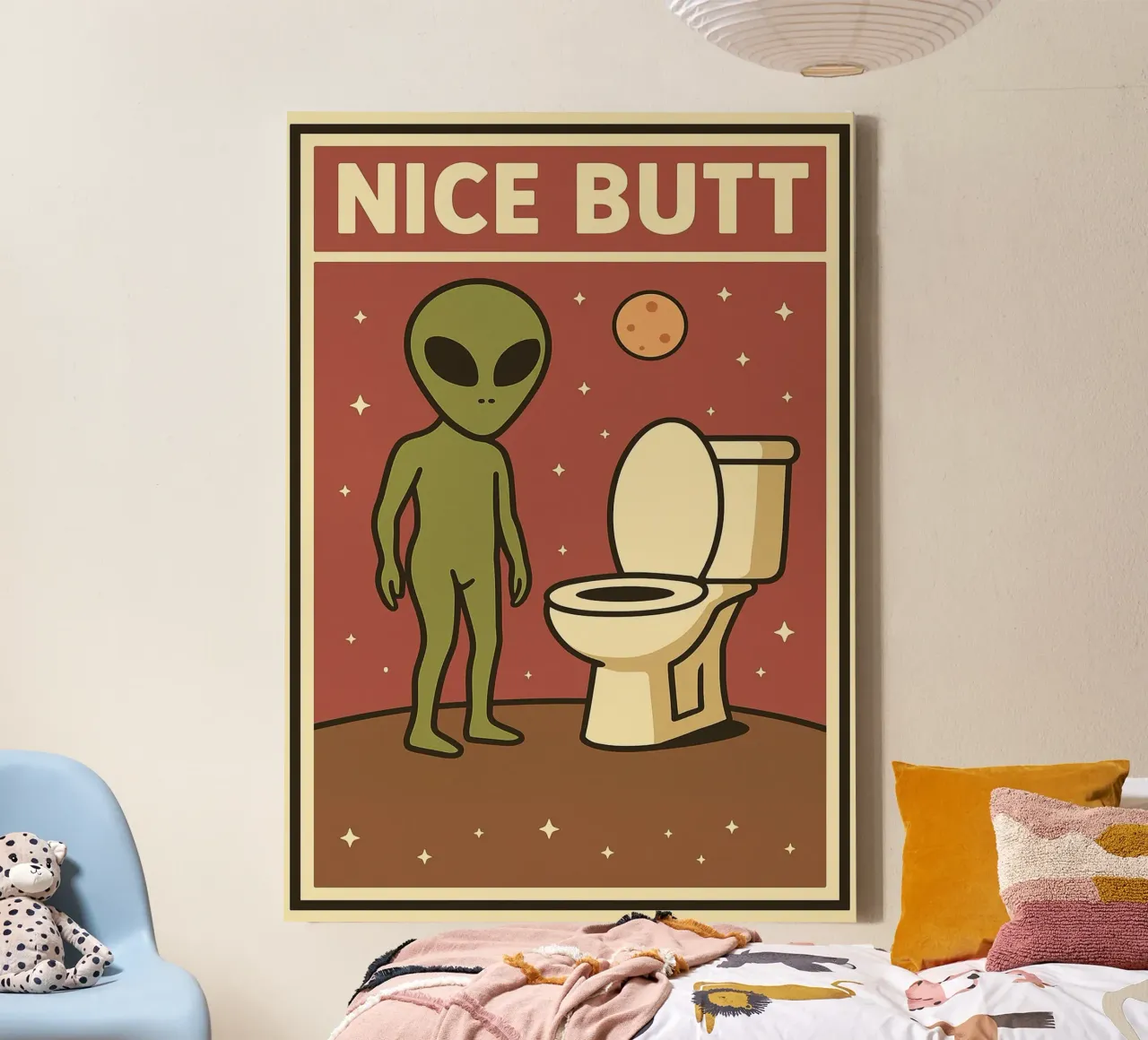 Bel sedere alieno Umorismo divertente da toilette tela con Cornice a cassetta da the gan gan