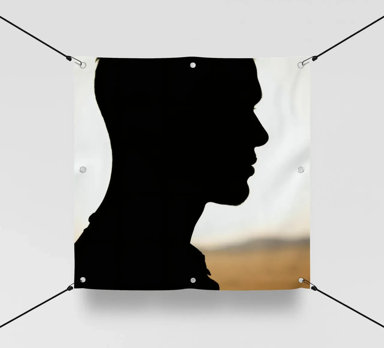 Profilo di una persona su uno sfondo luminoso telo in pvc da DesignDoodle
