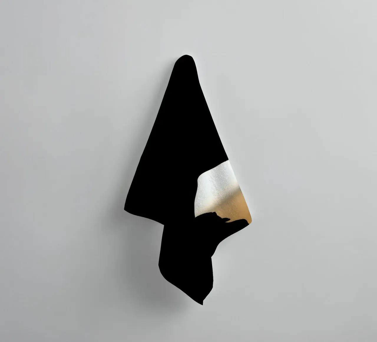Profile silhouette of a person against a bright background towel by DesignDoodle