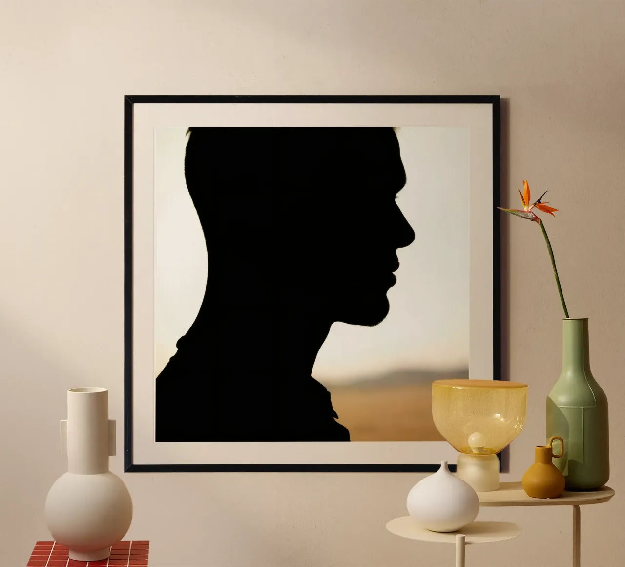 Profilo di una persona su uno sfondo luminoso poster da DesignDoodle