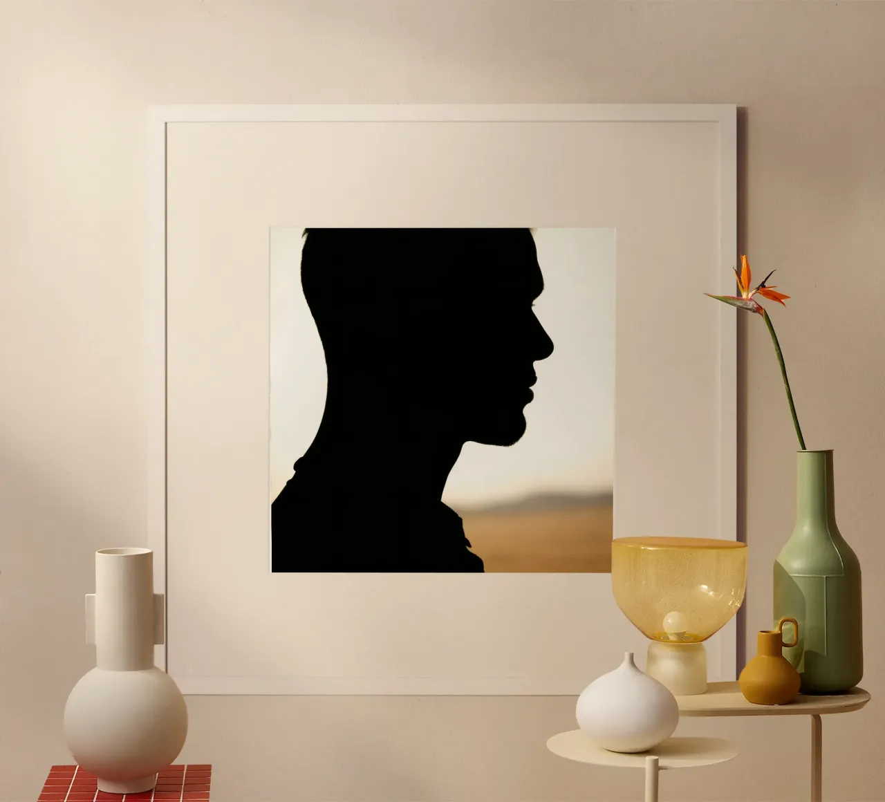 Profilo di una persona su uno sfondo luminoso poster da DesignDoodle