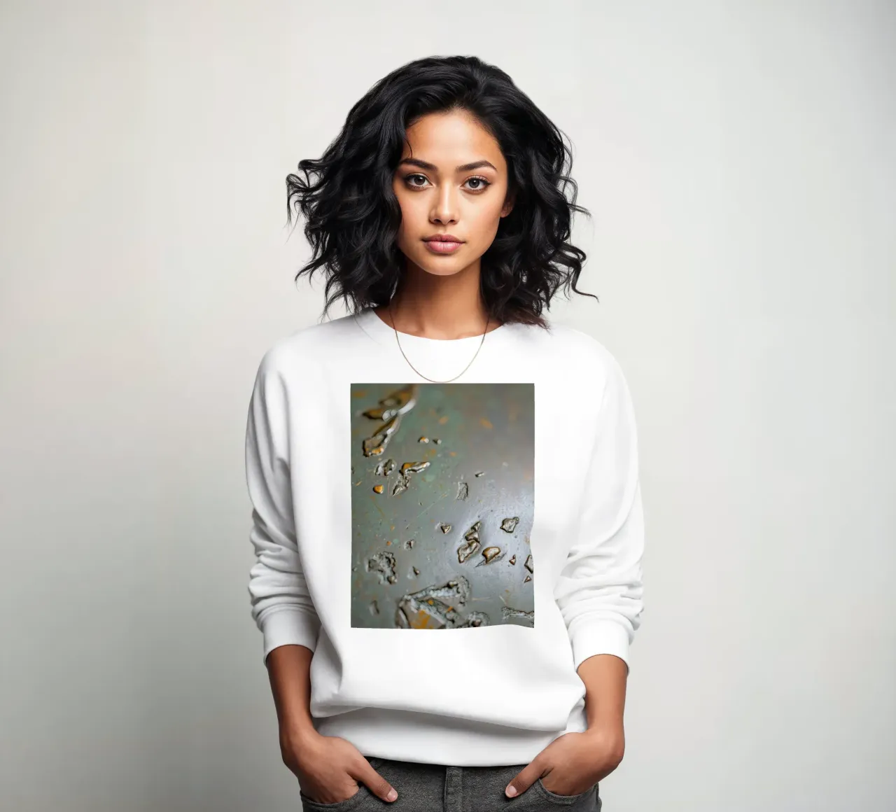 textured metal surface showcasing rust and corrosion pattern sweatshirt by DesignDoodle