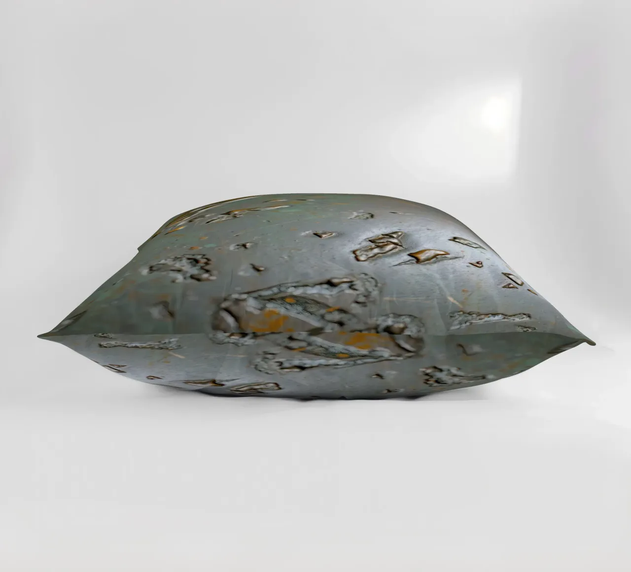 textured metal surface showcasing rust and corrosion pattern decorative cushion by DesignDoodle
